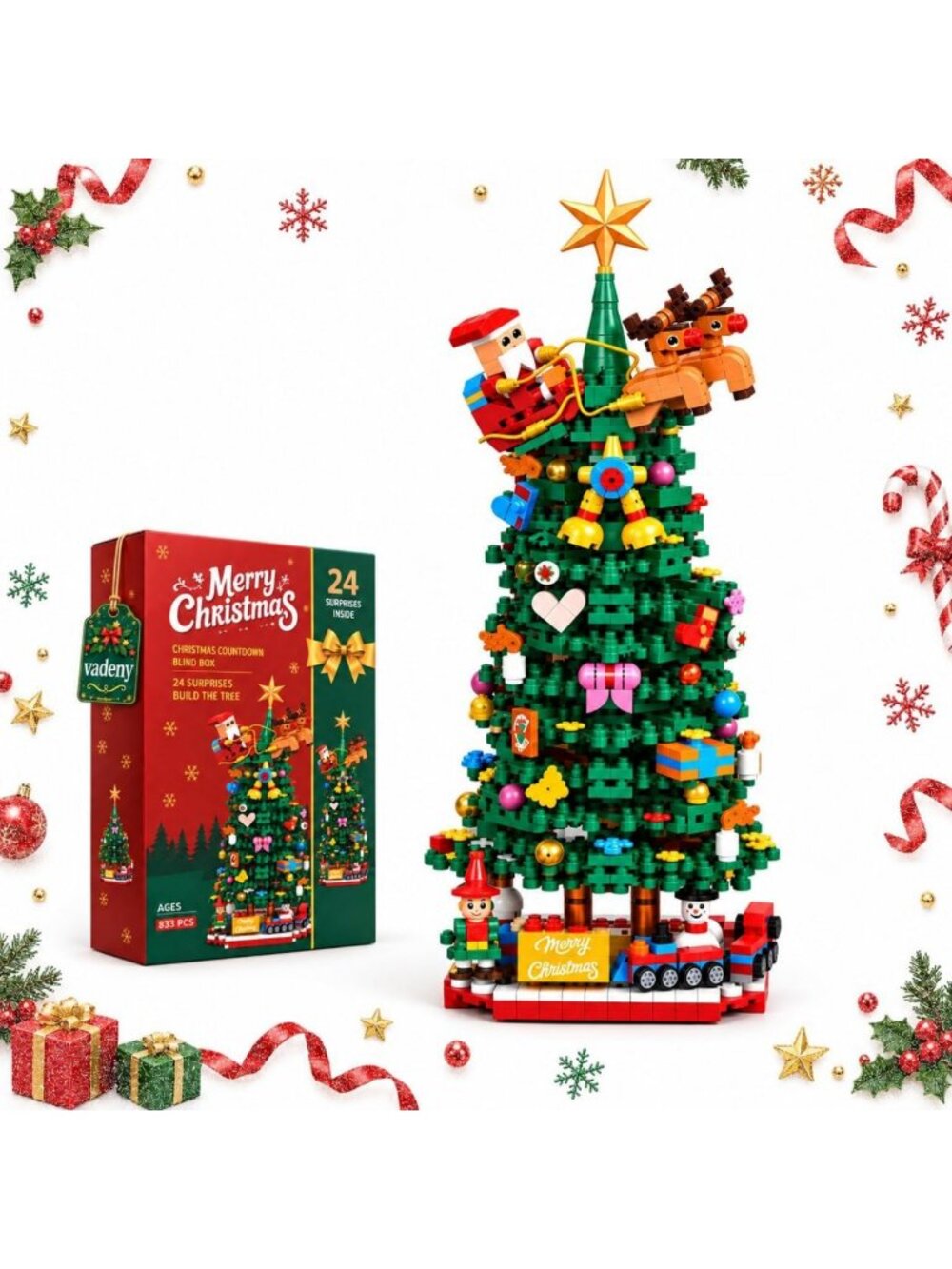 2026 Christmas Countdown Advent Calendar with Building Blocks - 24 Days of Fun!